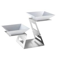 Rosseto SM221 Swan 14 5/16" Stainless Steel Riser with 2 Square Porcelain Bowls