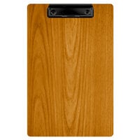 Menu Solutions WDCLIP-A Country Oak 5 1/2" x 8 1/2" Customizable Wood Menu Clip Board / Check Presenter