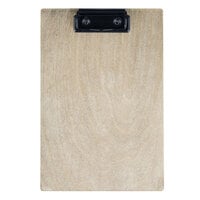 Menu Solutions WDCLIP-A Weathered Walnut 5 1/2" x 8 1/2" Customizable Wood Menu Clip Board / Check Presenter
