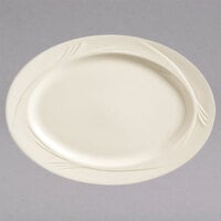 Libbey END-34 Endurance 13 1/2" x 9 1/2" Cream White Medium Rim China Platter - 12/Case