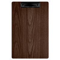 Menu Solutions WDCLIP-A Walnut 5 1/2" x 8 1/2" Customizable Wood Menu Clip Board / Check Presenter