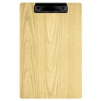 Menu Solutions WDCLIP-A Natural 5 1/2" x 8 1/2" Customizable Wood Menu Clip Board / Check Presenter