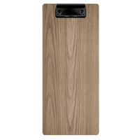 Menu Solutions WDCLIP-BA Weathered Walnut 4 1/4" x 11" Customizable Wood Menu Clip Board