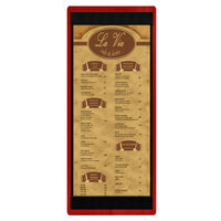 Menu Solutions WDSTR-BA Berry 4 1/4" x 11" Customizable Wood Menu Board with Top and Bottom Strips