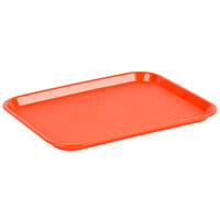 Choice 14" x 18" Orange Plastic Fast Food Tray - 12/Pack
