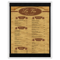 Menu Solutions WDSTR-C White Wash 8 1/2" x 11" Customizable Wood Menu Board with Top and Bottom Strips