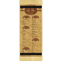 Menu Solutions WDRBB-BD Natural 4 1/4" x 14" Customizable Wood Menu Board with Rubber Band Straps