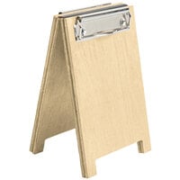 Menu Solutions WDSD-CL-A 4" x 6" Natural Wood Sandwich Menu Board Tent with Clip