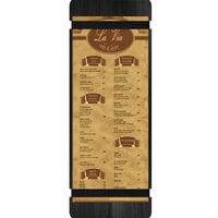 Menu Solutions WDRBB-BD Black 4 1/4" x 14" Customizable Wood Menu Board with Rubber Band Straps