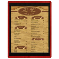 Menu Solutions WDSTR-C Berry 8 1/2" x 11" Customizable Wood Menu Board with Top and Bottom Strips