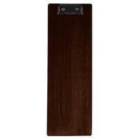 Menu Solutions WDCLIP-BD Walnut 4 1/4" x 14" Customizable Wood Menu Clip Board