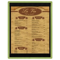 Menu Solutions WDSTR-C Lime 8 1/2" x 11" Customizable Wood Menu Board with Top and Bottom Strips