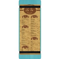 Menu Solutions WDRBB-BD Sky Blue 4 1/4" x 14" Customizable Wood Menu Board with Rubber Band Straps