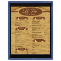 Menu Solutions WDSTR-C True Blue 8 1/2" x 11" Customizable Wood Menu Board with Top and Bottom Strips