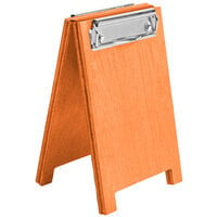 Menu Solutions WDSD-CL-A 4" x 6" Mandarin Wood Sandwich Menu Board Tent with Clip