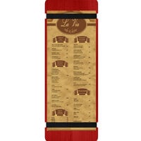 Menu Solutions WDRBB-BD Berry 4 1/4" x 14" Customizable Wood Menu Board with Rubber Band Straps