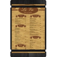 Menu Solutions WDRBB-D Black 8 1/2" x 14" Customizable Wood Menu Board with Rubber Band Straps