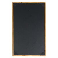 Menu Solutions WDPIX-D Country Oak 8 1/2" x 14" Customizable Wood Menu Board with Picture Corners