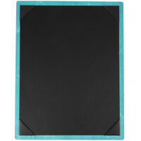 Menu Solutions WDPIX-C Sky Blue 8 1/2" x 11" Customizable Wood Menu Board with Picture Corners