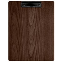 Menu Solutions WDCLIP-C Walnut 8 1/2" x 11" Customizable Wood Menu Clip Board