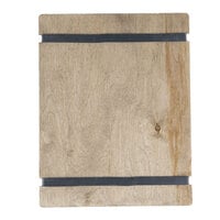 Menu Solutions WDRBB-C Weathered Walnut 8 1/2" x 11" Customizable Wood Menu Board with Rubber Band Straps