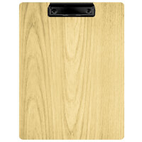 Menu Solutions WDCLIP-C Natural 8 1/2" x 11" Customizable Wood Menu Clip Board