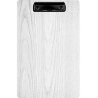 Menu Solutions WDCLIP-D White Wash 8 1/2" x 14" Customizable Wood Menu Clip Board