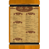 Menu Solutions WDRBB-D Country Oak 8 1/2" x 14" Customizable Wood Menu Board with Rubber Band Straps