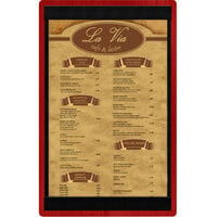 Menu Solutions WDSTR-D Berry 8 1/2" x 14" Customizable Wood Menu Board with Top and Bottom Strips