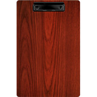 Menu Solutions WDCLIP-D Mahogany 8 1/2" x 14" Customizable Wood Menu Clip Board