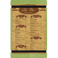 Menu Solutions WDRBB-D Lime 8 1/2" x 14" Customizable Wood Menu Board with Rubber Band Straps