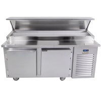 Traulsen TB060SL2S 60" 2 Door Refrigerated Pizza Prep Table with 2 Pan Rails