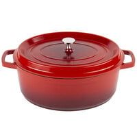 GET Heiss 6.5 Qt. Red Enamel Coated Cast Aluminum Oval Dutch Oven with Lid CA-007-R/BK/CC