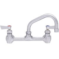 Fisher 60801 Backsplash Mounted Stainless Steel Faucet with 8" Centers, 12" Swing Nozzle, 2.2 GPM Aerator, Lever Handles, and EZ Install Adapters