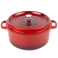GET Heiss 6.5 Qt. Red Enamel Coated Cast Aluminum Round Dutch Oven with Lid CA-006-R/BK/CC