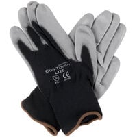 Cordova Cor-Touch Lite Black Nylon Gloves with Gray Polyurethane Palm Coating - 12/Pack