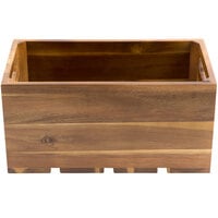 Tablecraft CRATE136 Third Size, 6" Deep Acacia Wood Serving and Display Crate