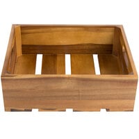 Tablecraft CRATE124 Half Size, 4" Deep Gastronorm Acacia Wood Serving and Display Crate