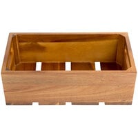Tablecraft CRATE134 Third Size, 4" Deep Gastronorm Acacia Wood Serving and Display Crate