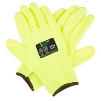 Cordova iON HV Hi-Vis Yellow HPPE / Glass Fiber Synthetic Fiber Cut Resistant Gloves with Hi-Vis Yellow Polyurethane Palm Coating