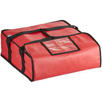 Choice Insulated Pizza Delivery Bag Red Vinyl, 18" x 18" x 5 1/2" - Holds up to (2) 16" or (1) 18" Pizza Boxes