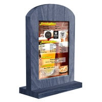 Menu Solutions WTARCH-A 4" x 6" Denim Arched Wood Menu Tent with Straight Base