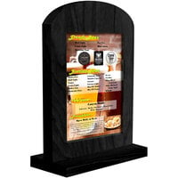 Menu Solutions WTARCH-B 5" x 7" Black Arched Wood Menu Tent with Straight Base