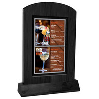 Menu Solutions WTARCH-A-2S 4" x 6" Black Arched Wood Menu Tent with Angled Base
