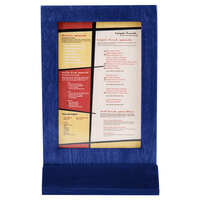 Menu Solutions WTFR-B-2S 5" x 7" True Blue Framed Wood Menu Tent with Angled Base