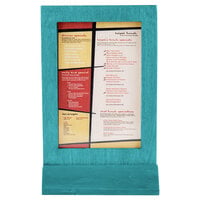 Menu Solutions WTFR-B-2S 5" x 7" Sky Blue Framed Wood Menu Tent with Angled Base