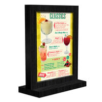Menu Solutions WTFR-A 4" x 6" Black Framed Wood Menu Tent with Straight Base