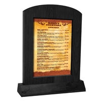 Menu Solutions WTARCH-B-2S 5" x 7" Black Arched Wood Menu Tent with Angled Base