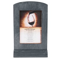 Menu Solutions WTFR-A-2S 4" x 6" Ash Framed Wood Menu Tent With Angled Base