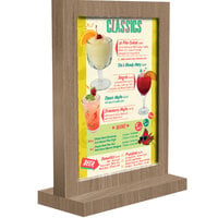 Menu Solutions WTFR-B 5" x 7" Weathered Walnut Framed Wood Menu Tent with Straight Base